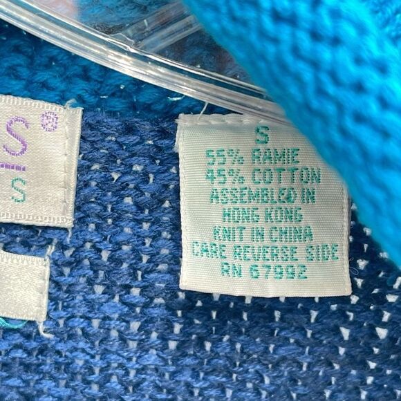 Segrets Womens Vintage 1980’s Sweater Hand Knit Rolled Mock Neck Blue Small - Picture 5 of 9